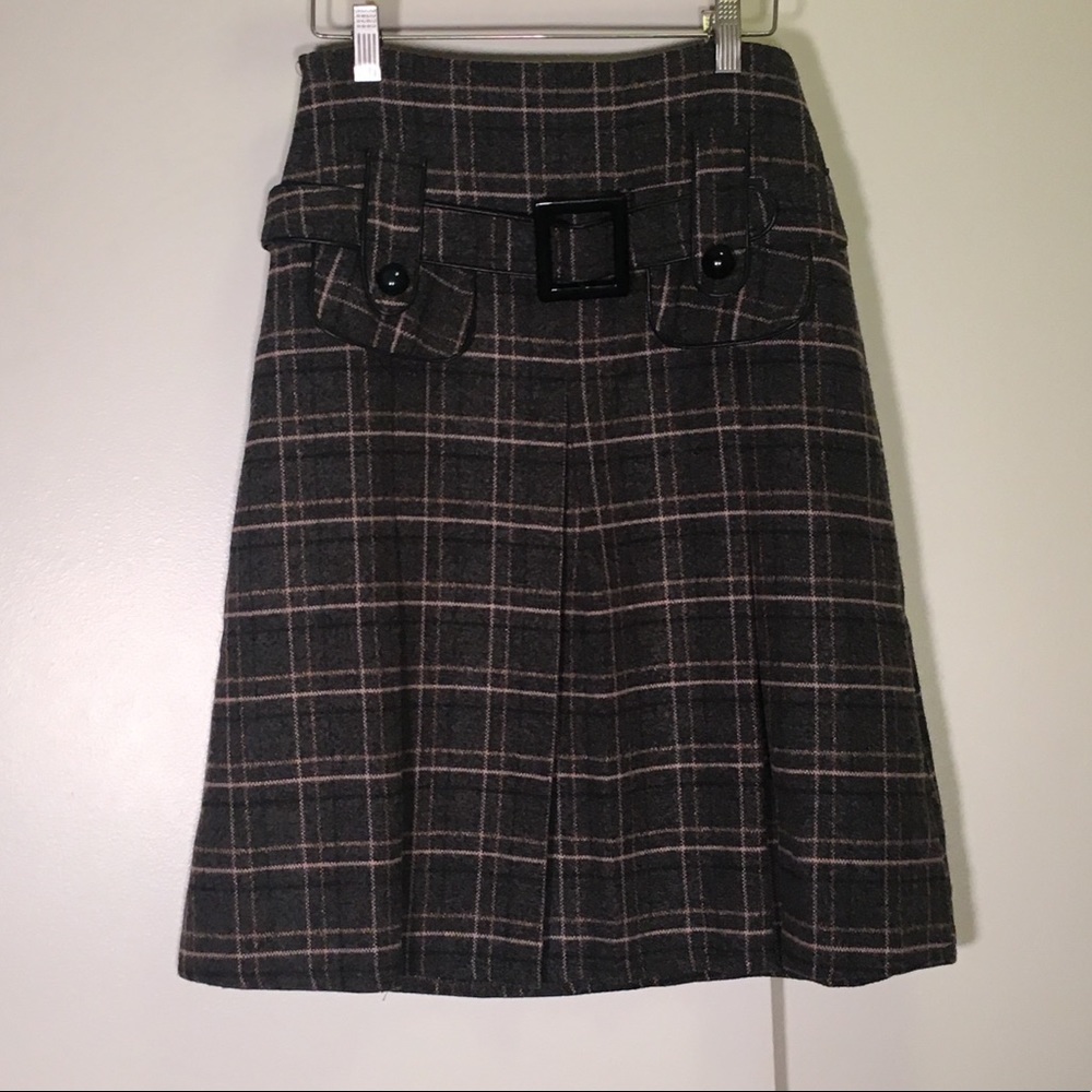 Wool Plaid Skirt
